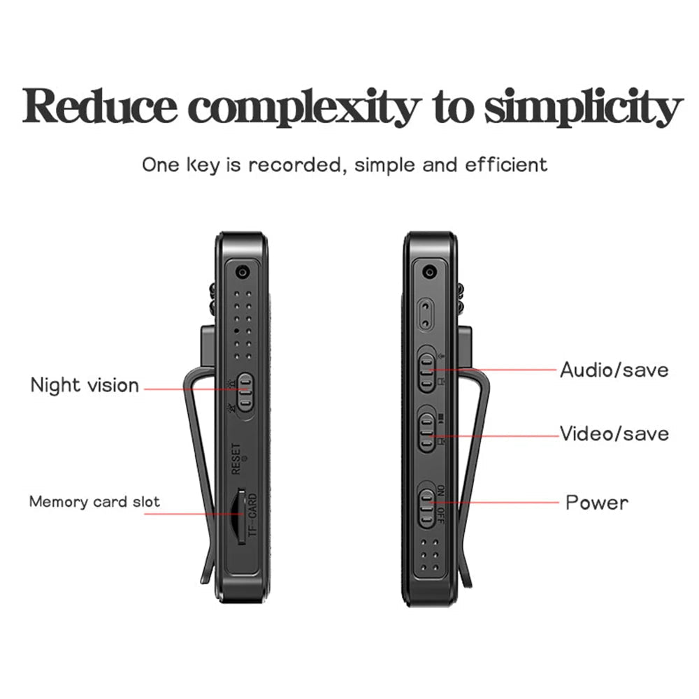 HD 1080P Rechargeable Mini Body Camera with Night Vision & 180° Rotating Lens