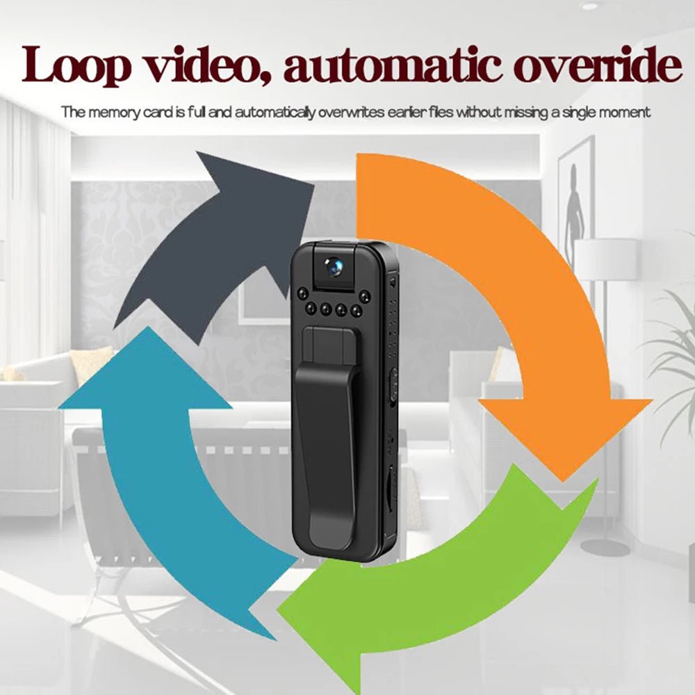 HD 1080P Rechargeable Mini Body Camera with Night Vision & 180° Rotating Lens