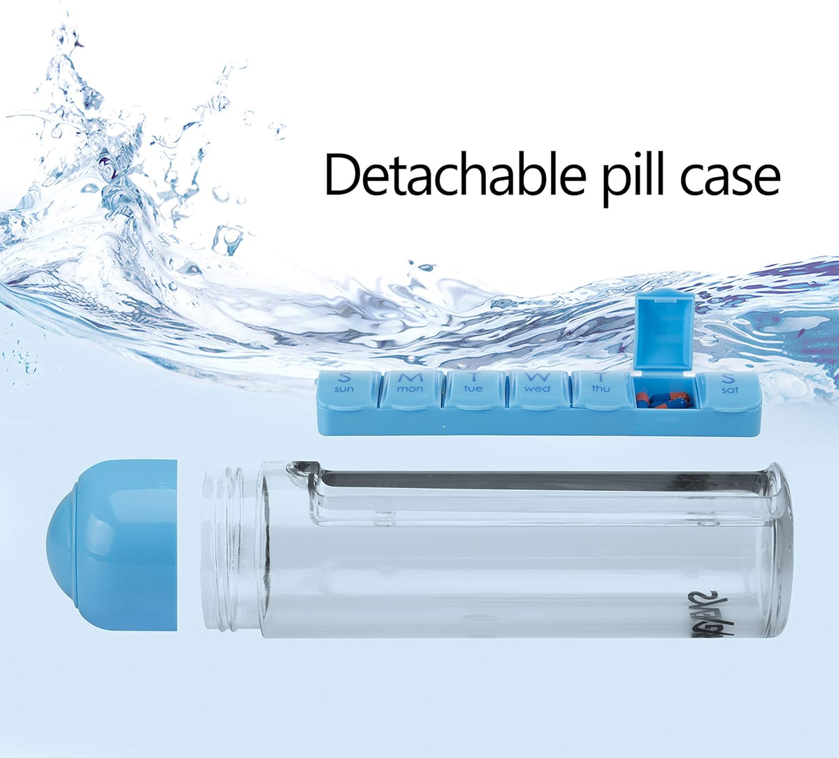 Weekly Pill Organizer Travel Water Bottle