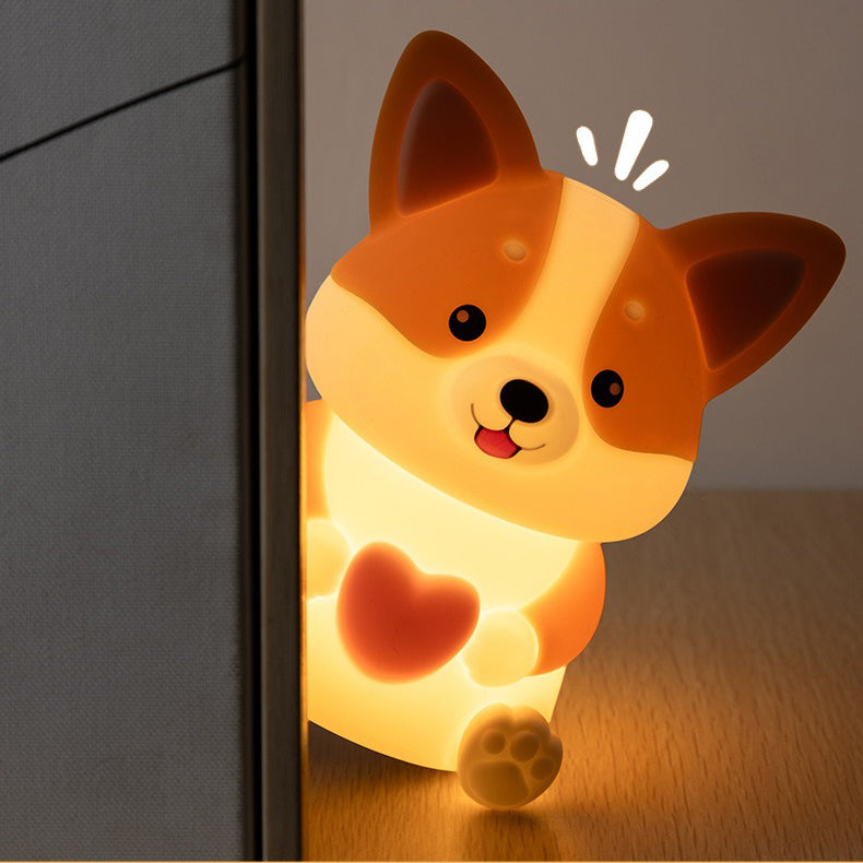 Maetiva® Corgi with Heart Silicone Night Light Cute Puppy Paw Pads Cozy Decor Perfect Gift