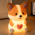 Maetiva® Corgi with Heart Silicone Night Light Cute Puppy Paw Pads Cozy Decor Perfect Gift