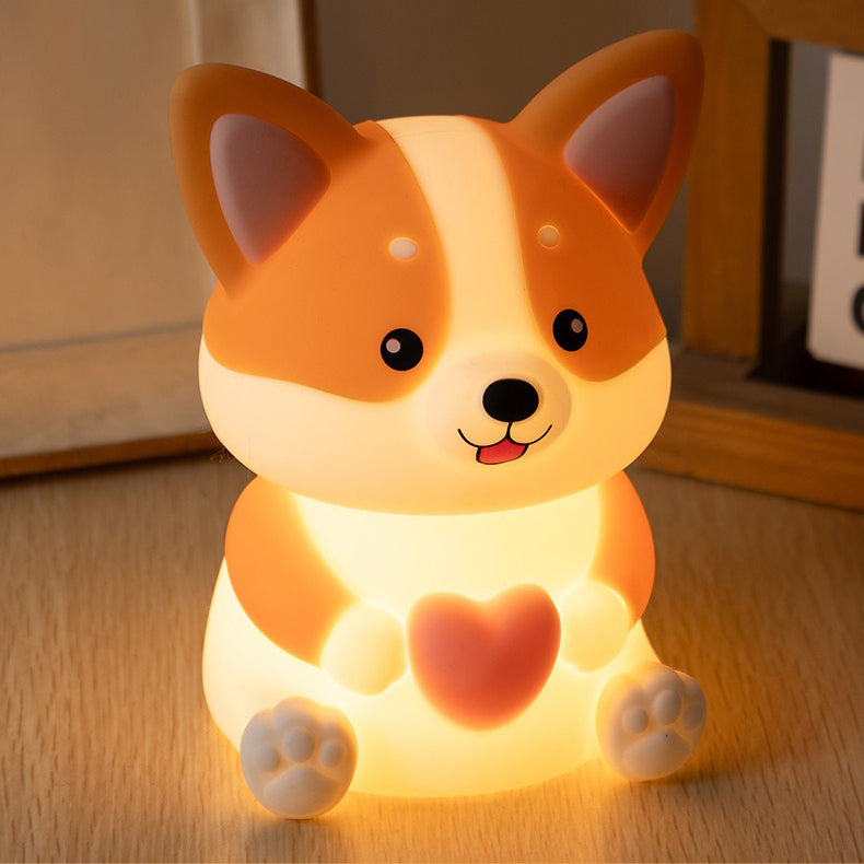 Maetiva® Corgi with Heart Silicone Night Light Cute Puppy Paw Pads Cozy Decor Perfect Gift