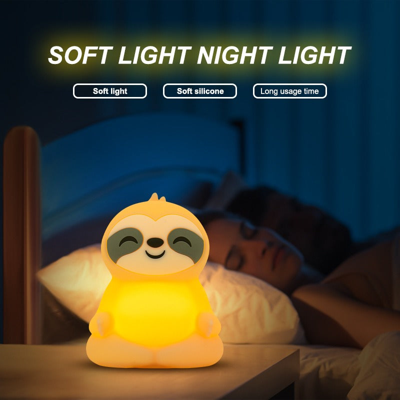 Maetiva® Meditating Sloth Squishy Silicone  Calm Glow Night Light Sitting Pose Lamp Perfect Gift
