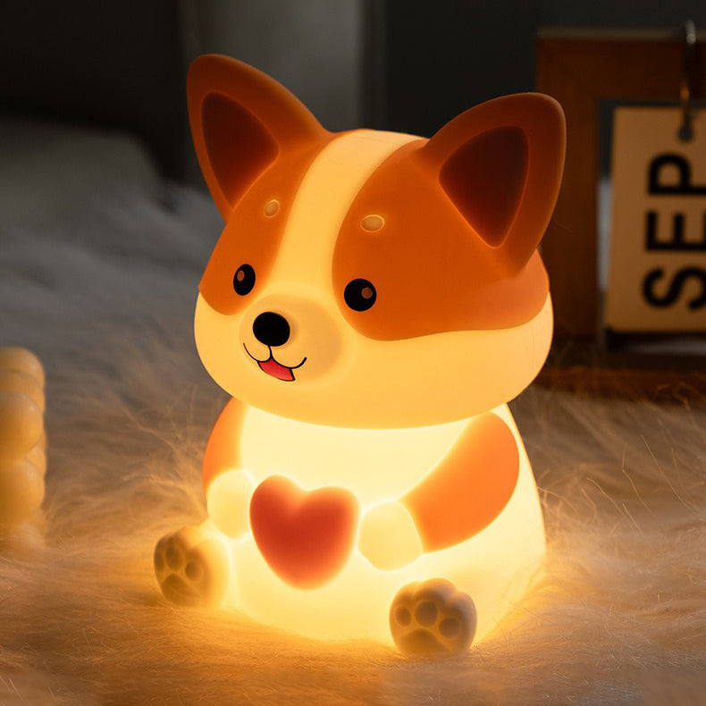 Maetiva® Corgi with Heart Silicone Night Light Cute Puppy Paw Pads Cozy Decor Perfect Gift
