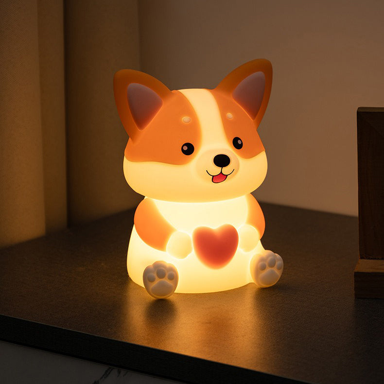 Maetiva® Corgi with Heart Silicone Night Light Cute Puppy Paw Pads Cozy Decor Perfect Gift