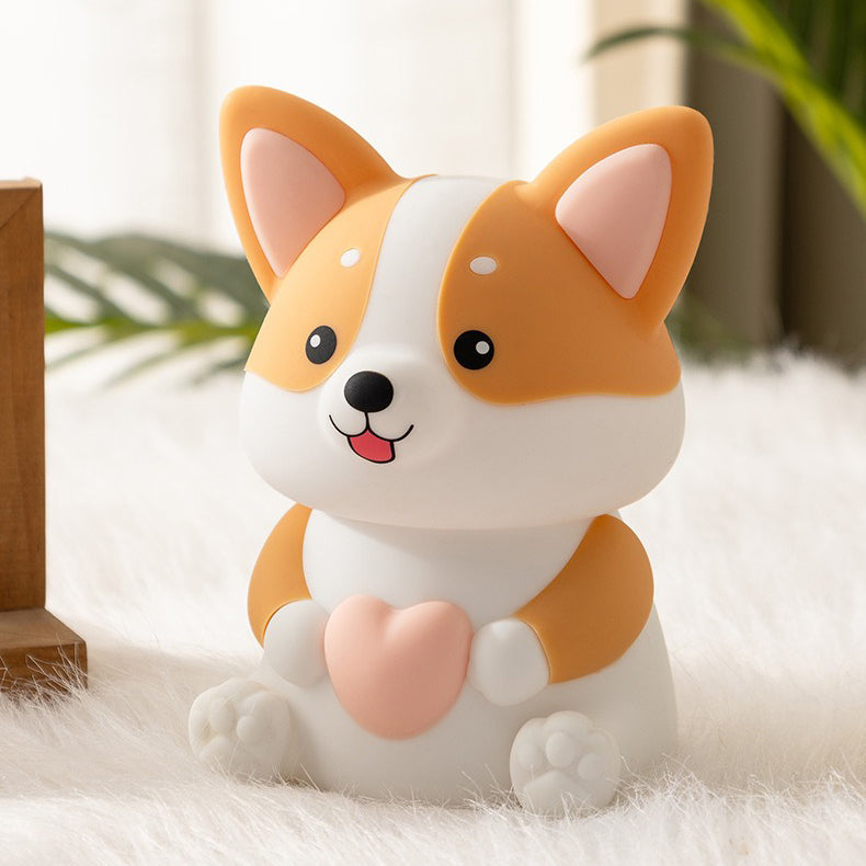 Maetiva® Corgi with Heart Silicone Night Light Cute Puppy Paw Pads Cozy Decor Perfect Gift