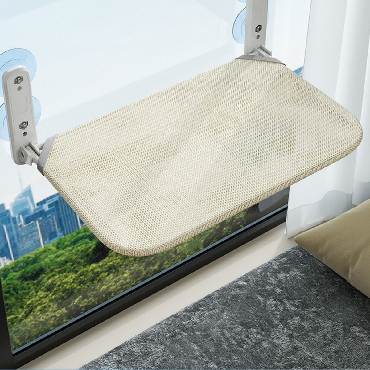 KittyVista™: Indoor Cat Hammock with Metal Frame and Suction Cups