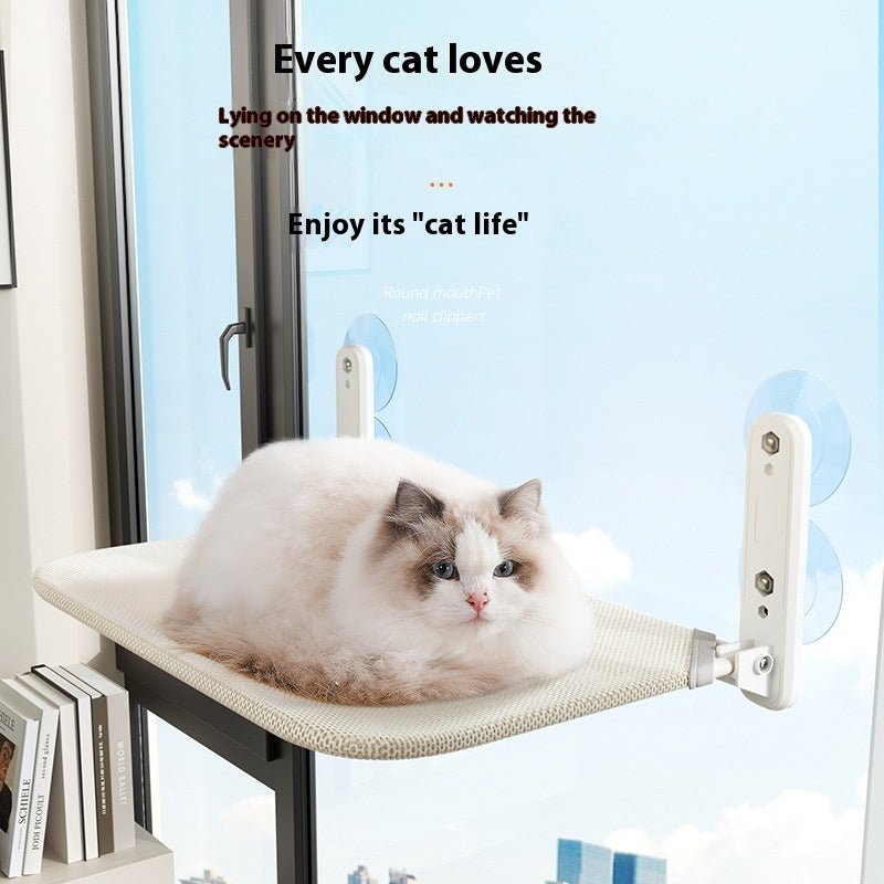 KittyVista™: Indoor Cat Hammock with Metal Frame and Suction Cups