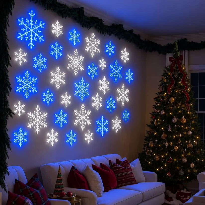 4PCS LED Snowflake Wall Light Set