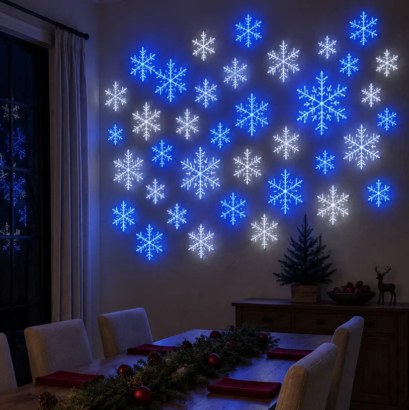 3PCS Blue LED Snowflake Wall Christmas Lights