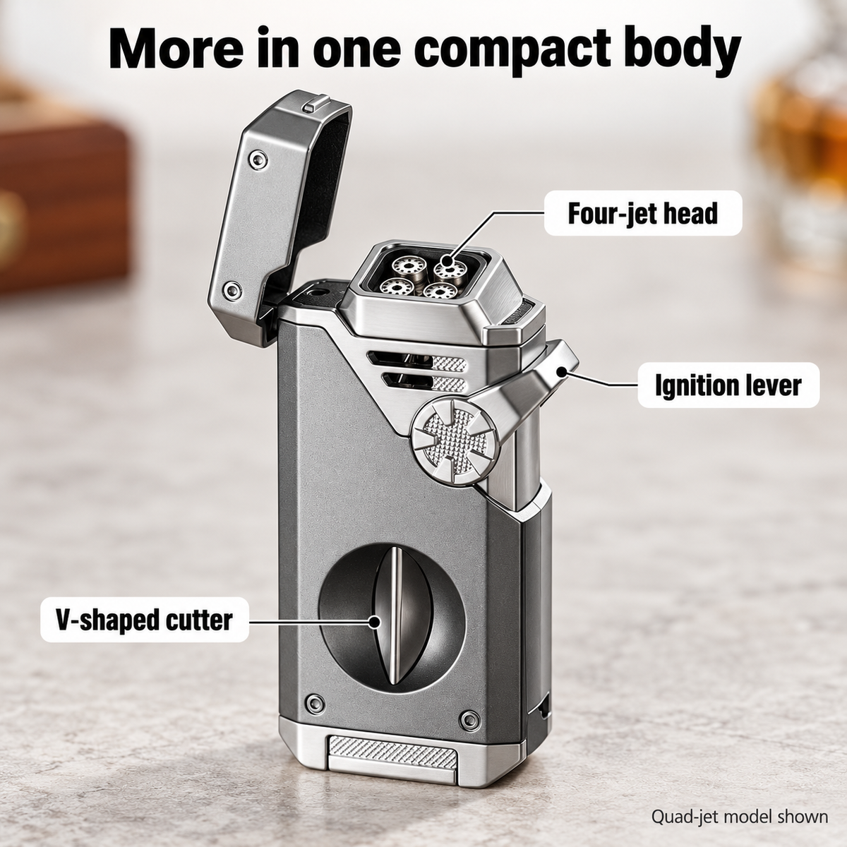 Deep Blue Quad Flame Refillable Torch Lighter