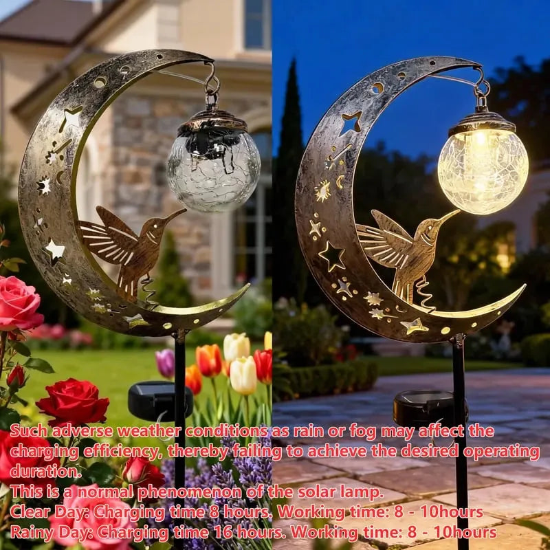 Hummingbird Moon Solar Garden Stake Light