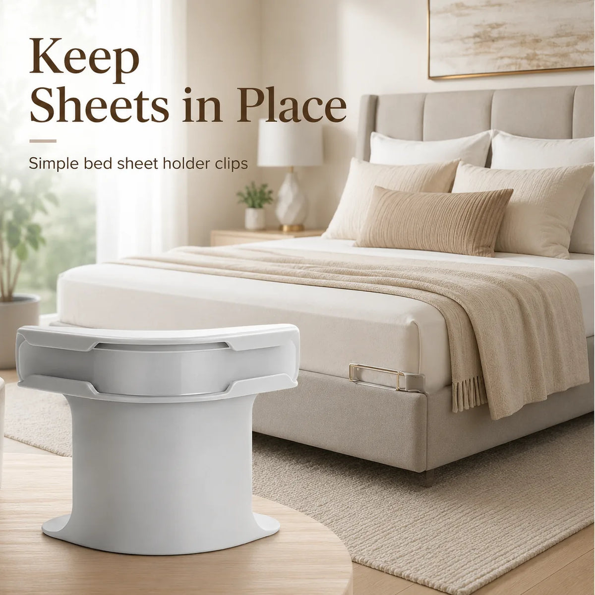 Secure Fit Sheet Holders – Wrinkle-Free. Slip-Free Bed
