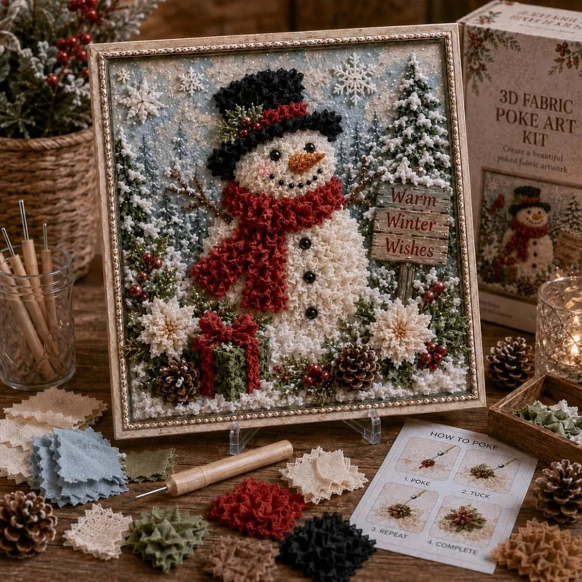 3D Christmas Fabric Poke Art Frame Kit
