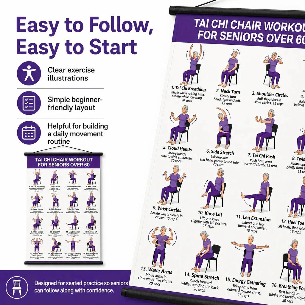 Seated Tai Chi Exercise Wall Chart for Seniors