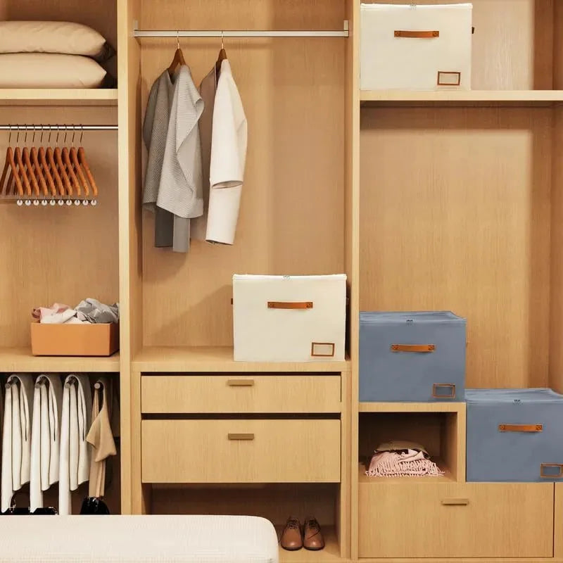Space-Saving Fabric Shoe Storage Box with Clear Lid