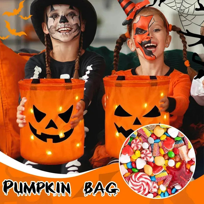 Halloween Glowing Pumpkin Bag – LED Lights & Spacious Interior 2 Pack
