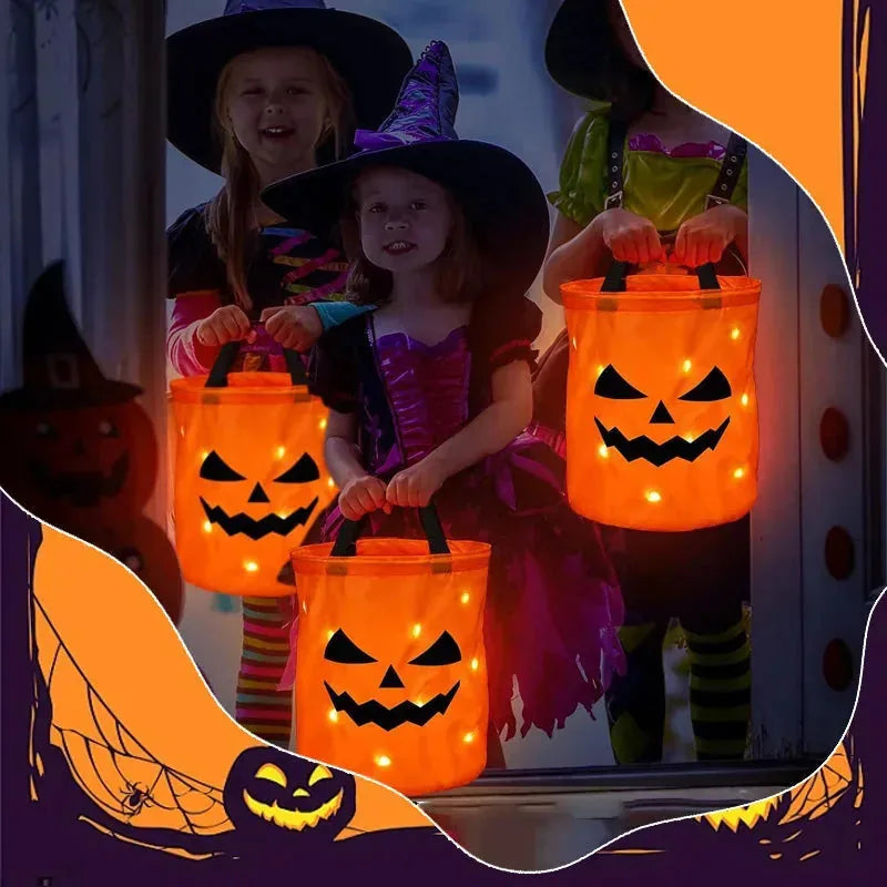 Halloween Glowing Pumpkin Bag – LED Lights & Spacious Interior 2 Pack