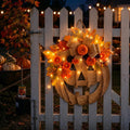 Lighted Burlap Pumpkin Wreath
