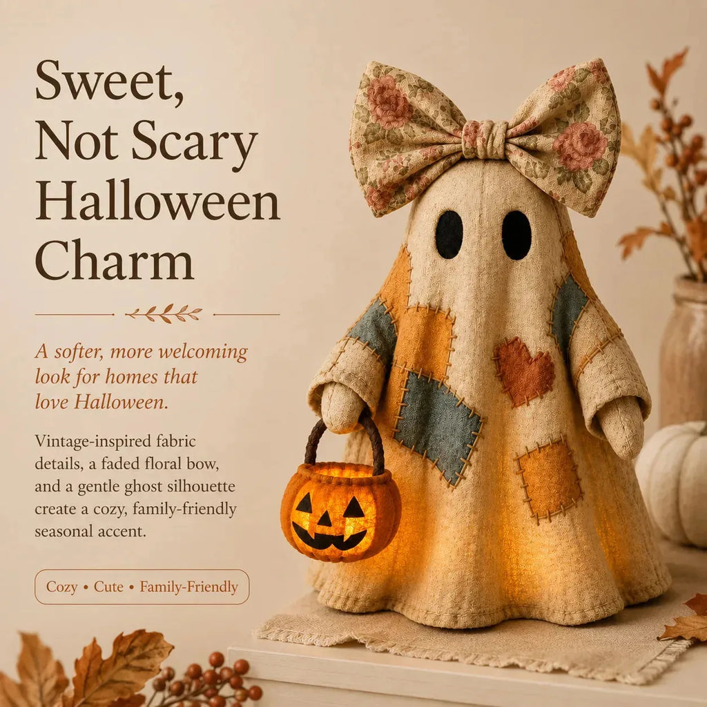 Vintage Patchwork Ghost Decor( LED Pumpkin Lantern）