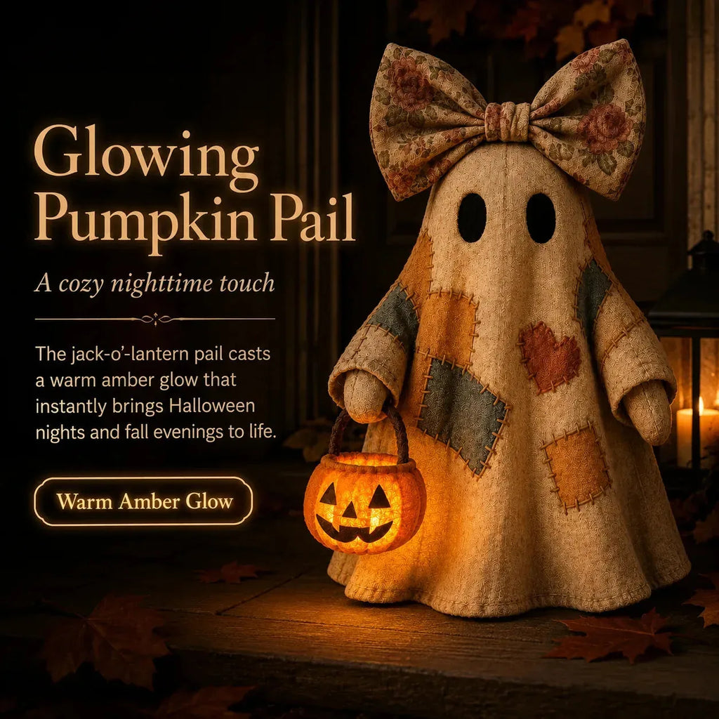Vintage Patchwork Ghost Decor( LED Pumpkin Lantern）
