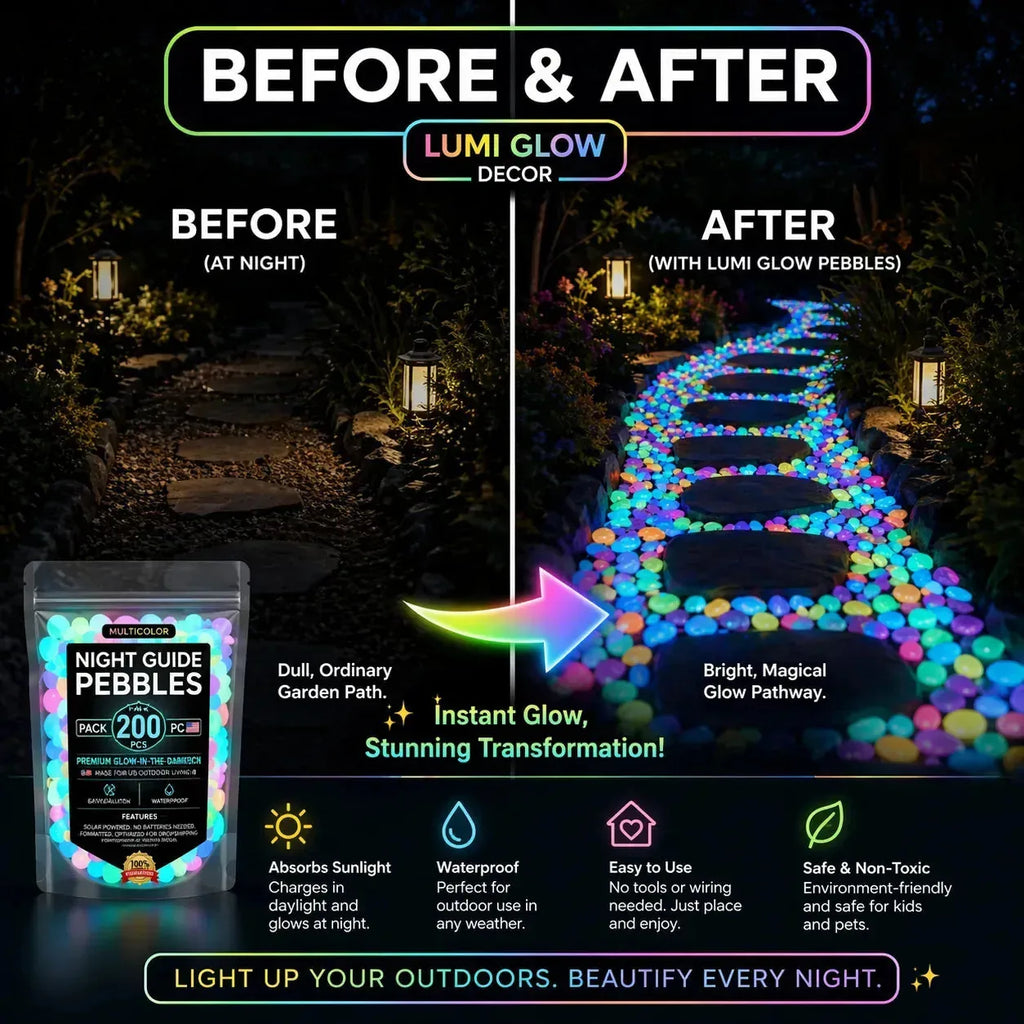 Colorful Glow in the Dark Garden Stones