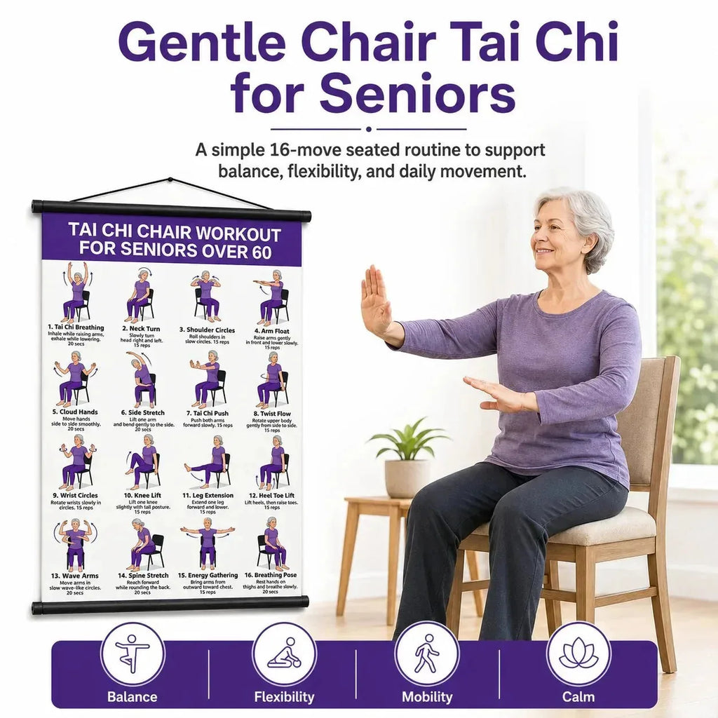 Seated Tai Chi Exercise Wall Chart for Seniors