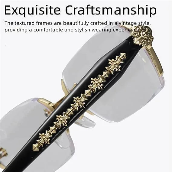 Rimless Metal Anti-Blue Light Reading Glasses 2 Pcs