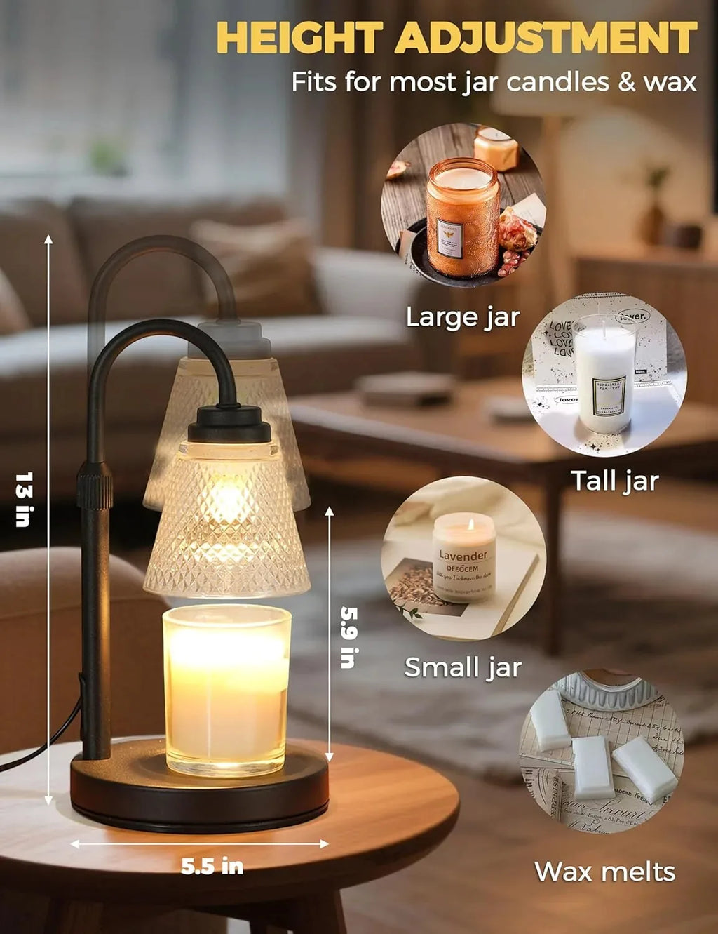 Cozy Candle Warmer Lamp with Timer & Dimmable Light
