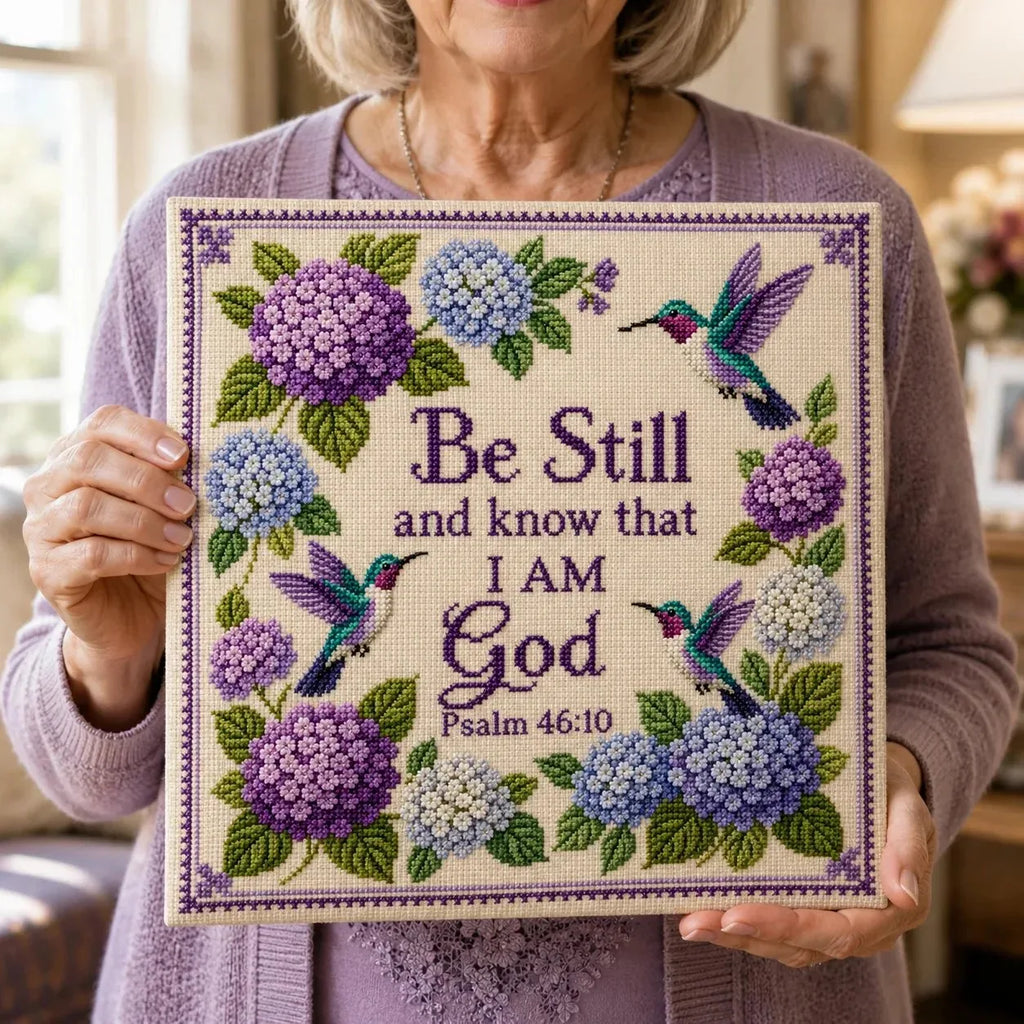 Hummingbird Garden Faith Cross Stitch DIY Kit
