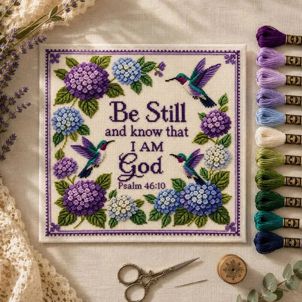 Hummingbird Garden Faith Cross Stitch DIY Kit