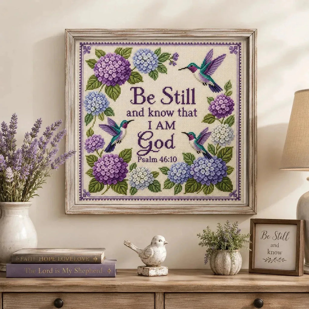 Hummingbird Garden Faith Cross Stitch DIY Kit