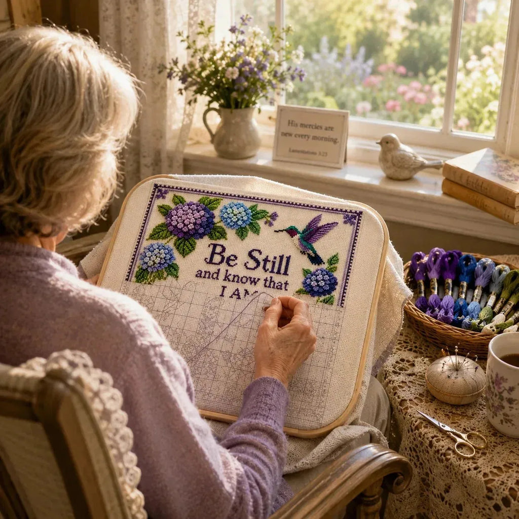 Hummingbird Garden Faith Cross Stitch DIY Kit
