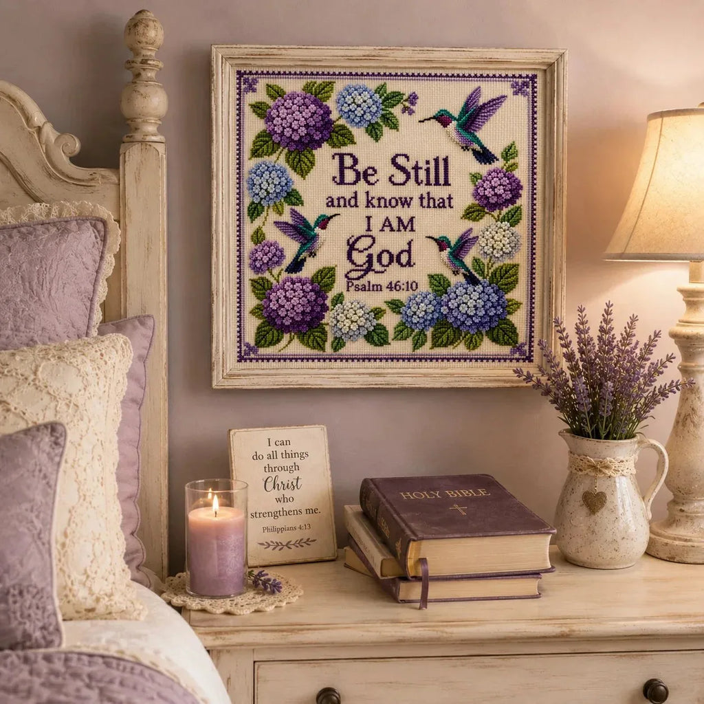 Hummingbird Garden Faith Cross Stitch DIY Kit