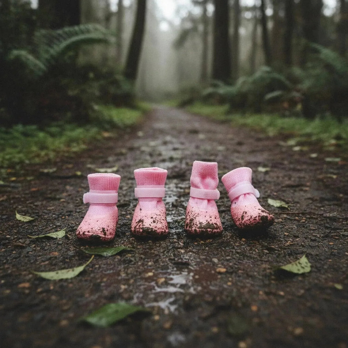 Rubber Rain Boots for Pets. 4-Pack Protective Footwear