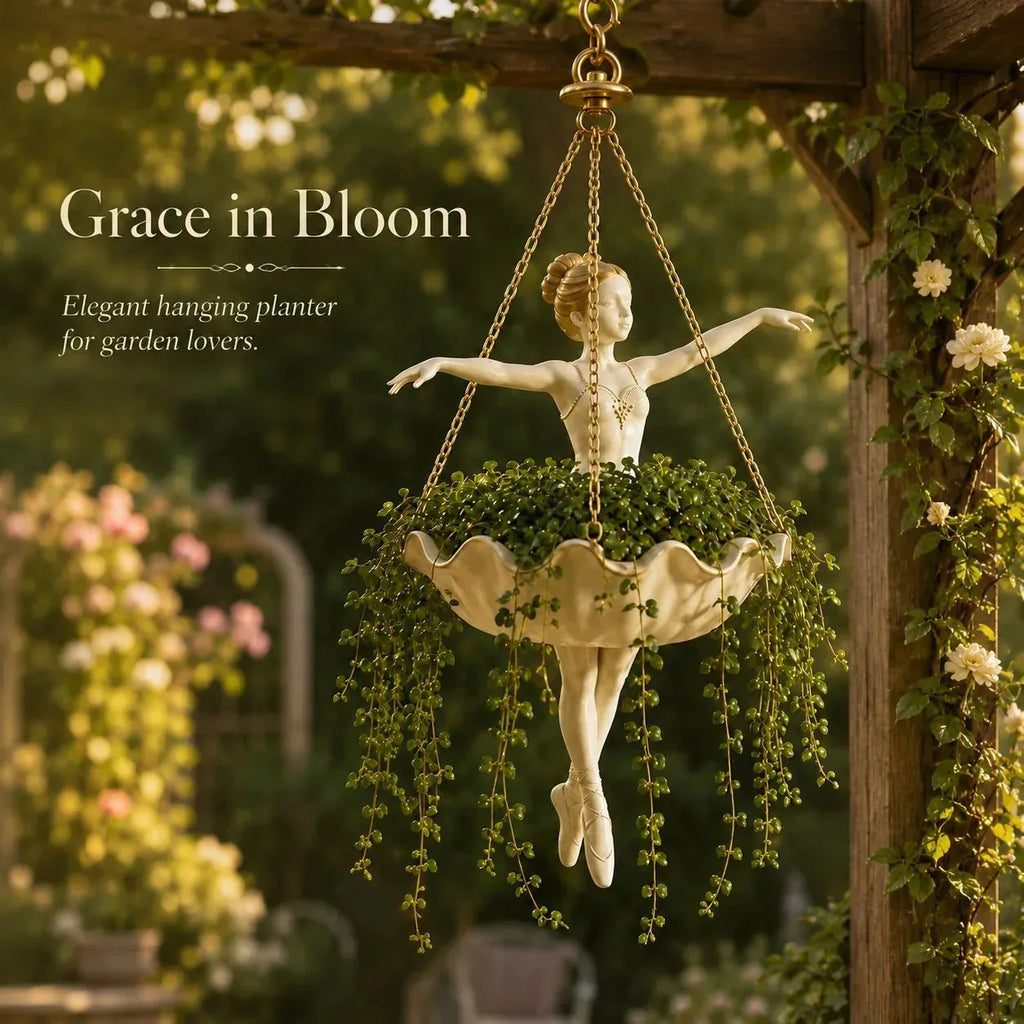 Ballet Dancer Hanging Planter– Elegant Garden Decor for Porch & Patio