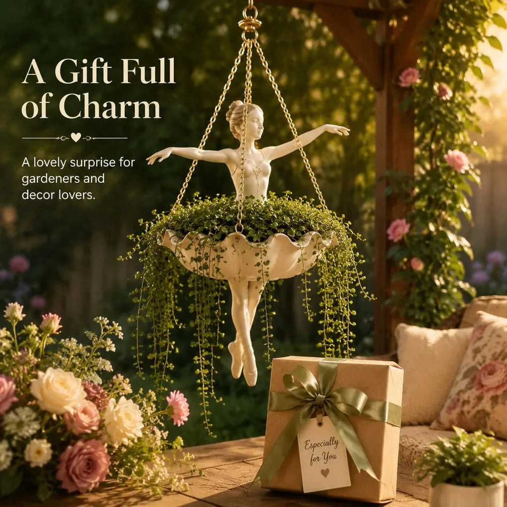 Ballet Dancer Hanging Planter– Elegant Garden Decor for Porch & Patio