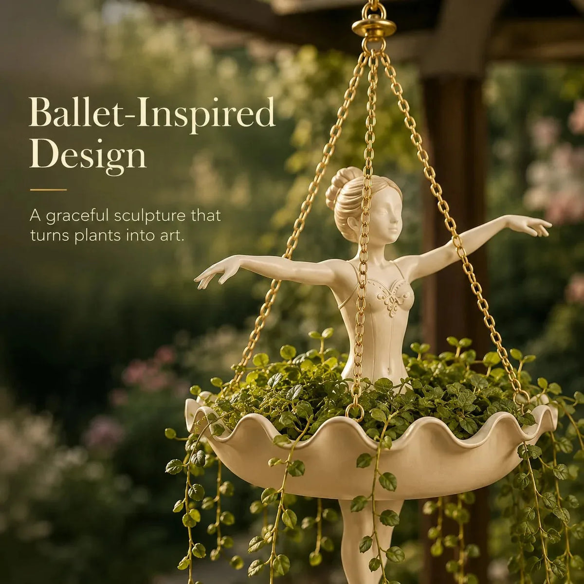 Ballet Dancer Hanging Planter– Elegant Garden Decor for Porch & Patio