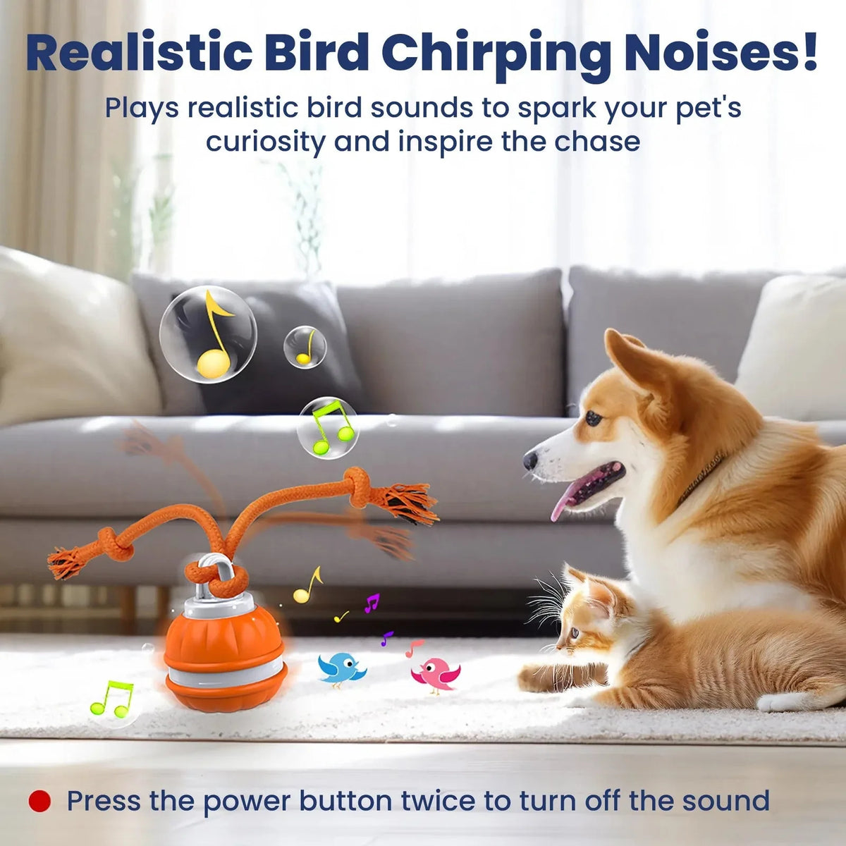 1Rope Runner Interactive Squeaky Rechargeable Small Dog Ball & Rope Toy