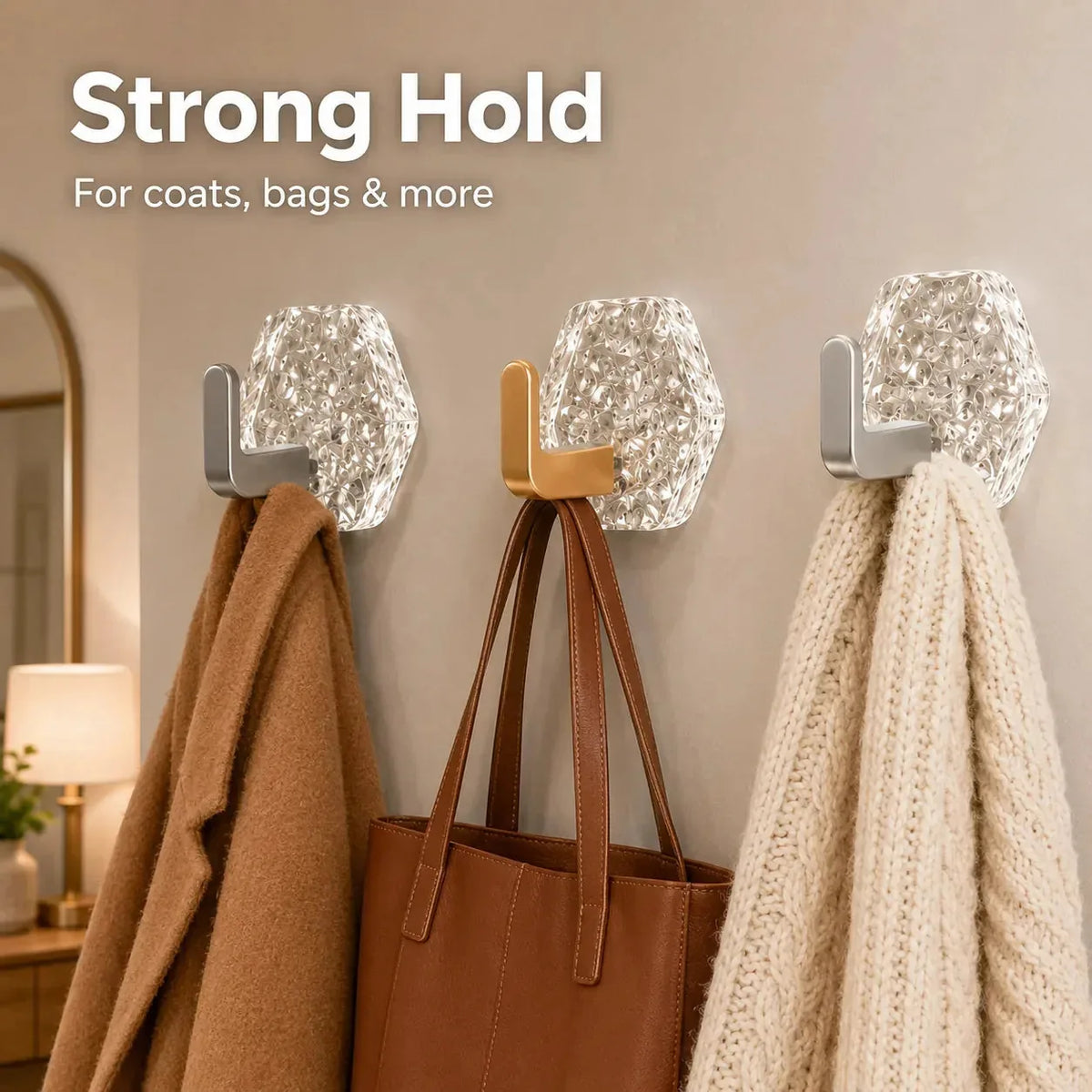 10-Pack Heavy-Duty Adhesive Hooks – Strong Hold. No Drilling