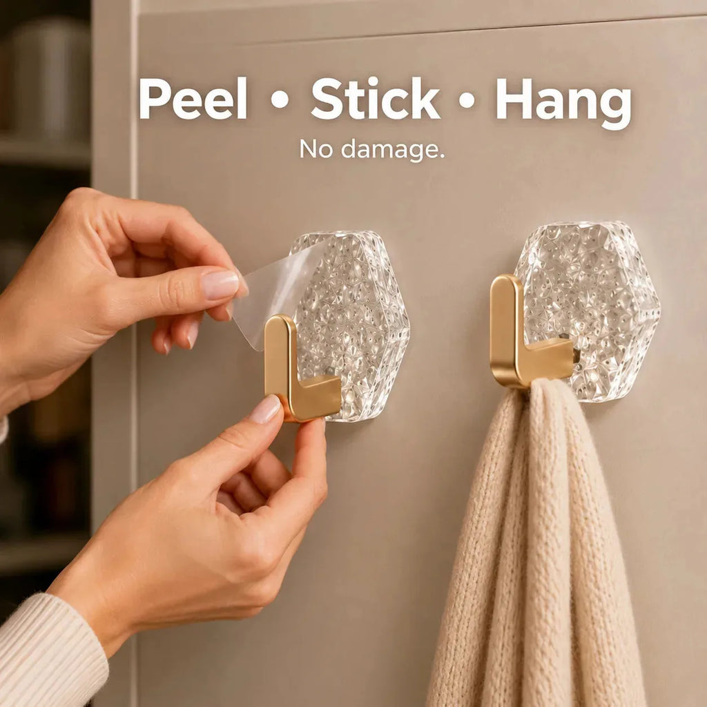 10-Pack Heavy-Duty Adhesive Hooks – Strong Hold. No Drilling