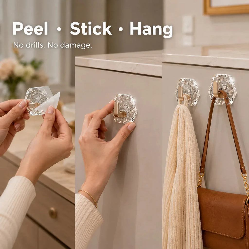 10-Pack Heavy-Duty Adhesive Hooks – Strong Hold. No Drilling