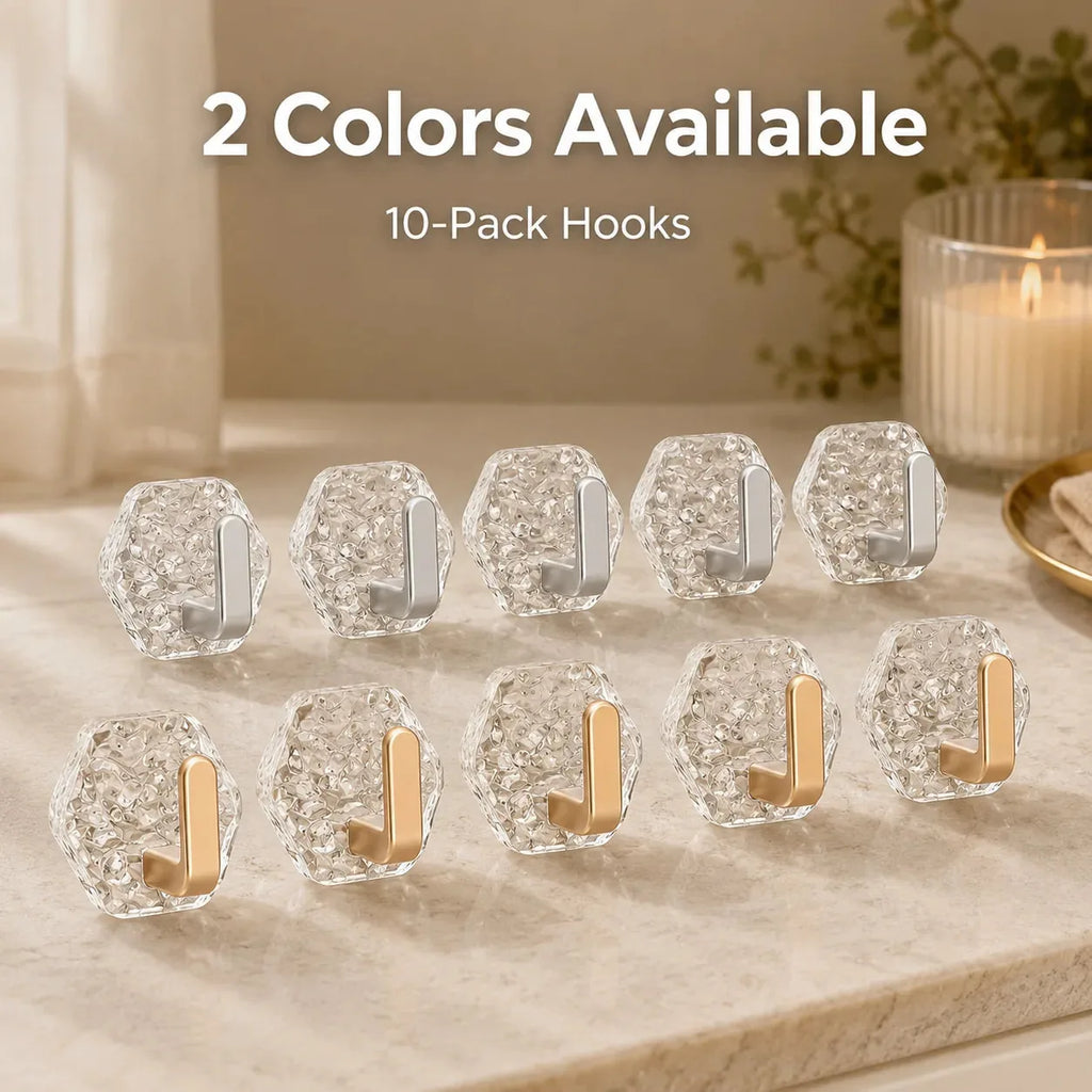 10-Pack Heavy-Duty Adhesive Hooks – Strong Hold. No Drilling
