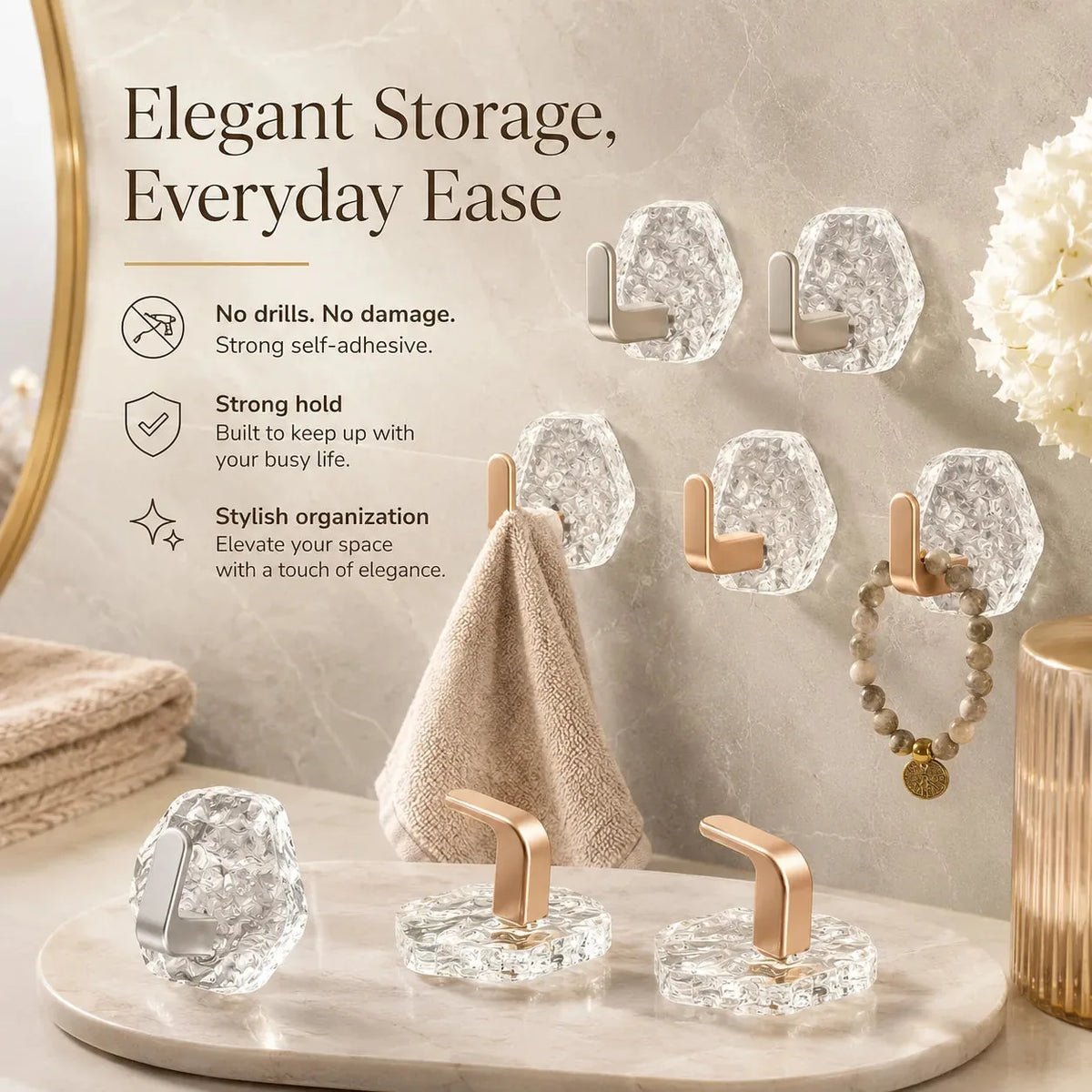 10-Pack Heavy-Duty Adhesive Hooks – Strong Hold. No Drilling