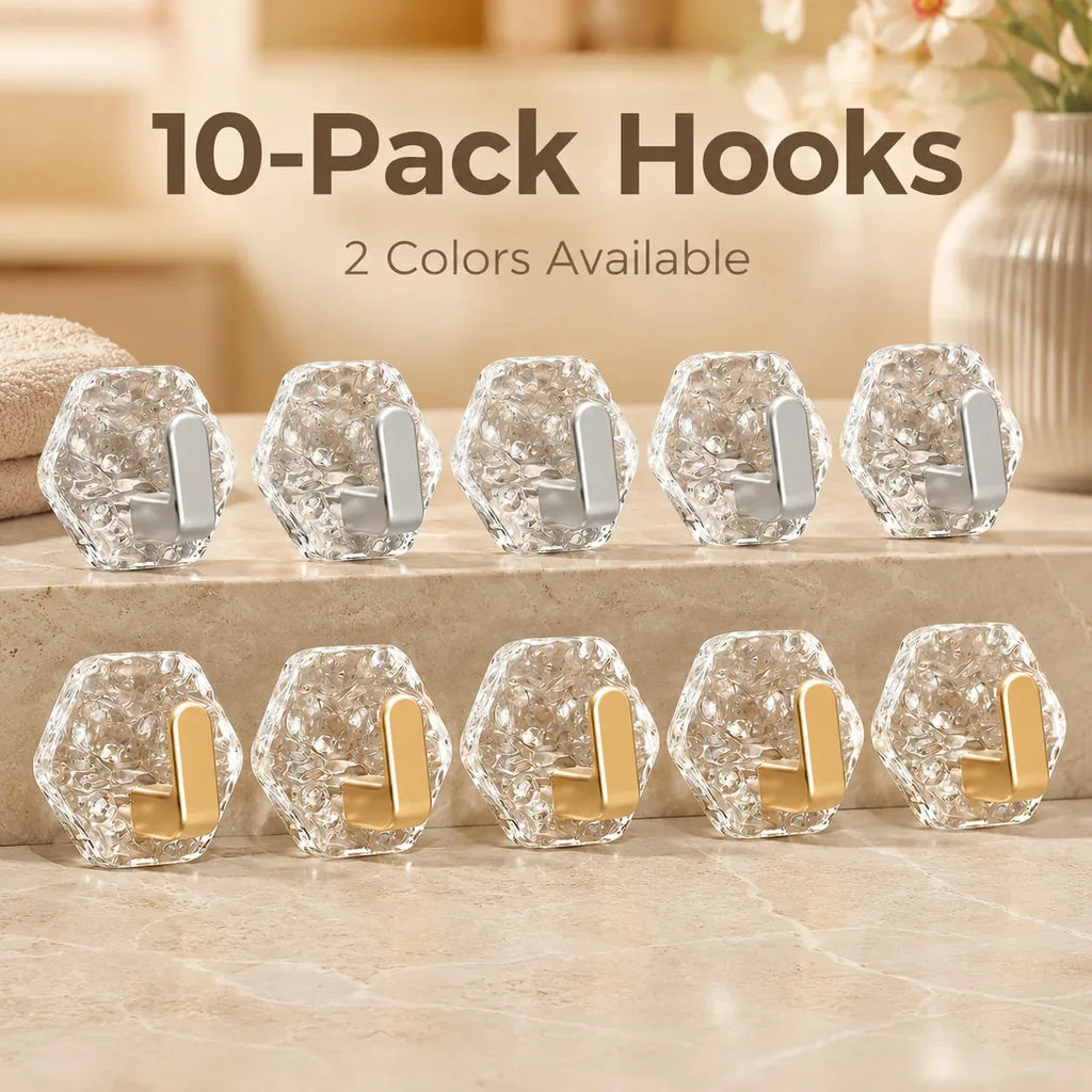 10-Pack Heavy-Duty Adhesive Hooks – Strong Hold. No Drilling