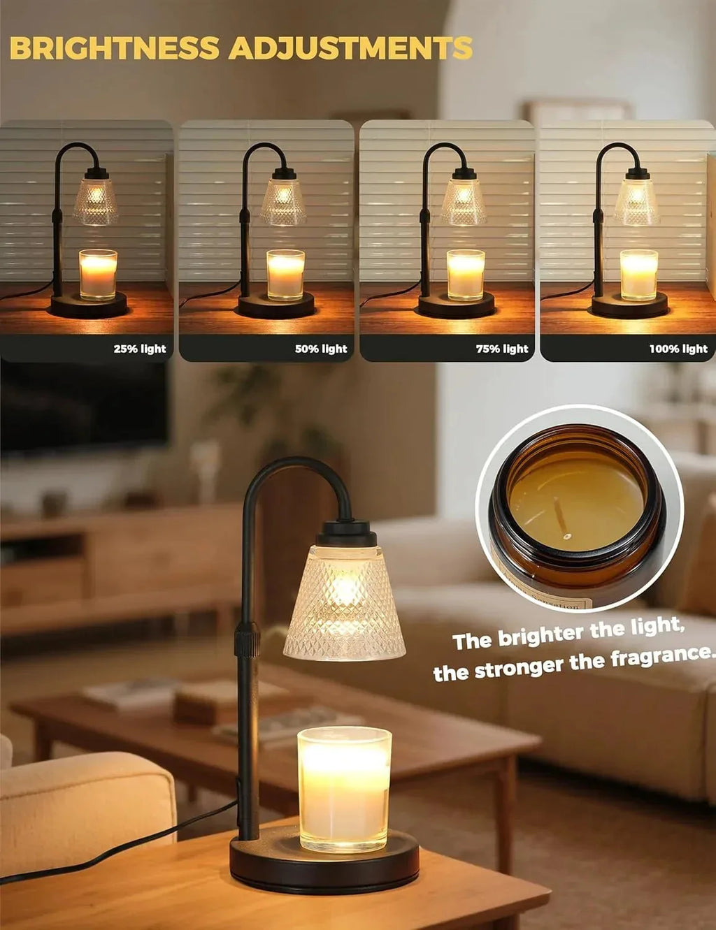 Cozy Candle Warmer Lamp with Timer & Dimmable Light