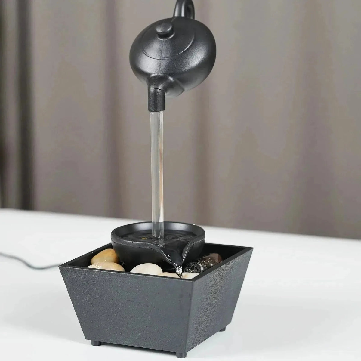 Floating Teapot Indoor Tabletop Fountain with Light