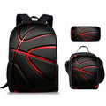 Basketball Print 3-in-1 Backpack Picnic Bag Pencil Case Set