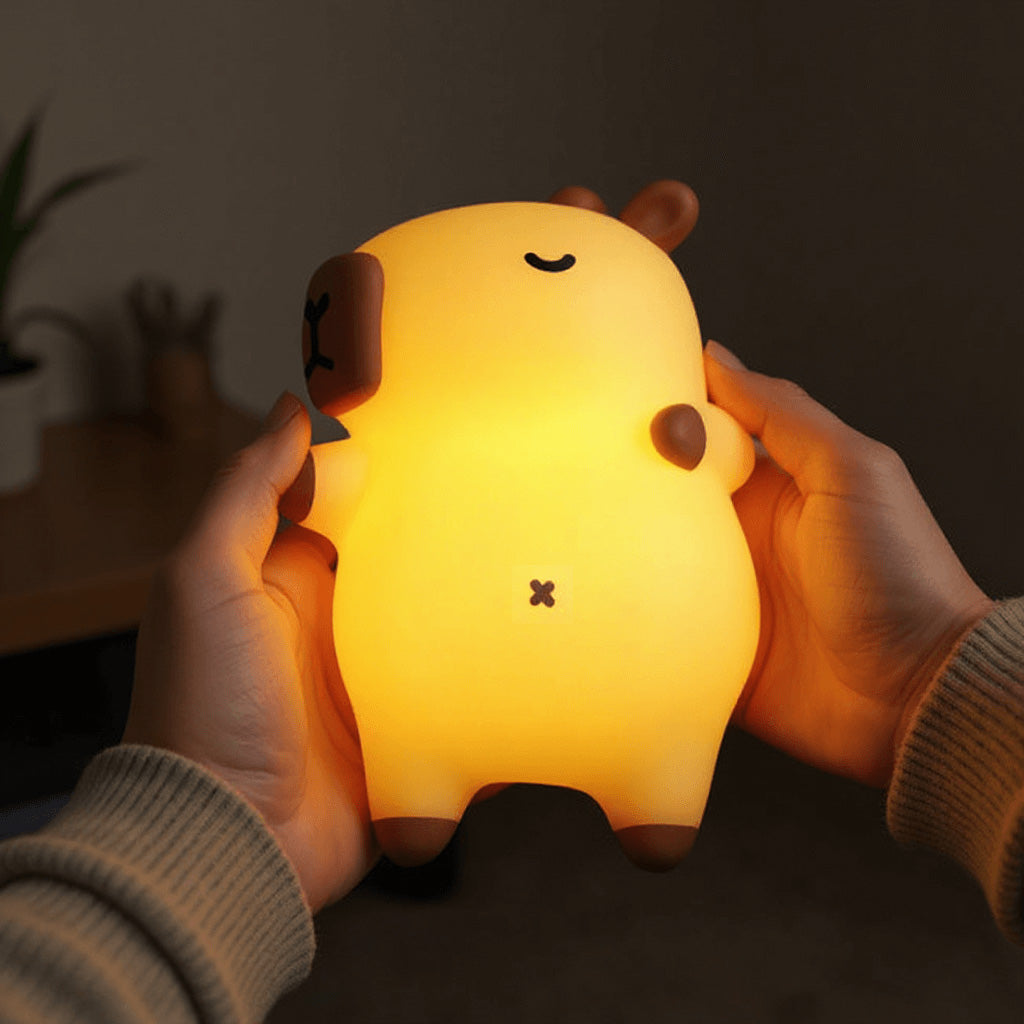 Maetiva® Sleeping Capybara Breathing Squishy Silicone Companion Sound LED Night Light Perfect Gift