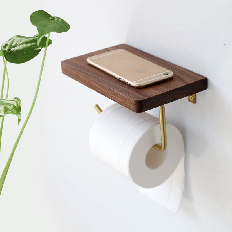 Nordic Wooden Toilet Paper Holder Shelf
